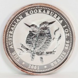2001 Australia $1 Kookaburra, 1oz. .999 Silver