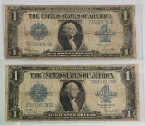 2 - Series Of 1923 $1 Blue Seal Silver Certificate Notes, T26867081D & Z38016126D