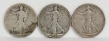 3 Walking Liberty Silver Half Dollars; 1918-S,1937,1940-S