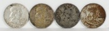 4 Franklin Silver Half Dollars; 1961-D,1962-D, 2-1963-D
