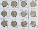 12 - 40% Silver Kennedy Half Dollars