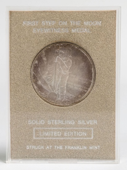 First Step On The Moon Eyewitness Sterling Silver Medal