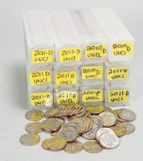 12 Containers of Uncirculated Dimes, 2010 - 2011