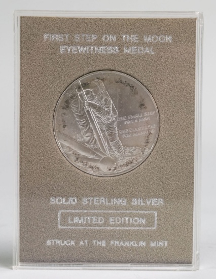 First Step On The Moon Sterling Silver Medal