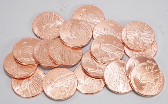 18 Incuse Indian Copper Rounds