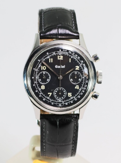Vintage Gallet MultiChron 12 (?) Chronograph Watch - Valjoux Movement, Ca. 1960's