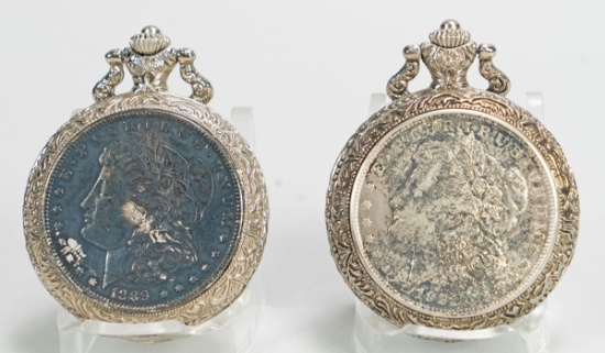 Two Morgan Silver Dollar Quartz Watches, 1889 & 1921