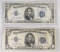 2 - $5 1934A & 1934D Blue Seal Silver Certificates
