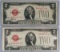 1928-C & 1928-G $2 Red Seal Notes