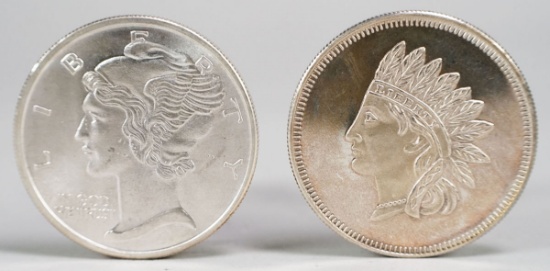 Indian/Liberty 1 Troy Oz. .999 Silver & Liberty 1 Troy Oz. .999 Fine Silver Rounds