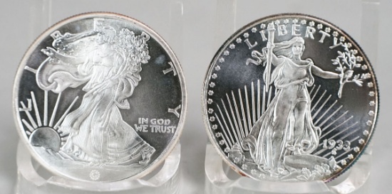 1933 Lady Liberty 1 Troy Oz. .999 Silver & Walking Liberty 1 Troy Oz. .999 Fine Silver