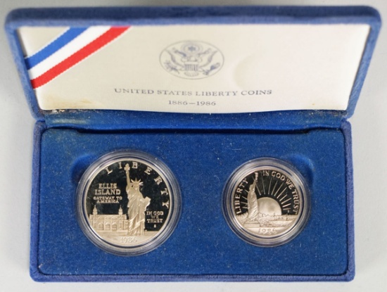1986-S  U.S. Mint Liberty Coin Set; Dollar & Half Dollar