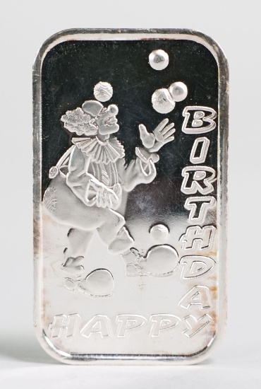 1999 "Happy Birthday Clown" 1 Oz. .999 Fine Silver Bar