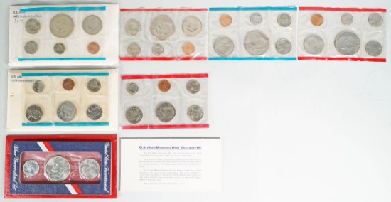 1977,1978,1979 U.S. Mint Sets & 1976 Bicentennial Silver Unc Set
