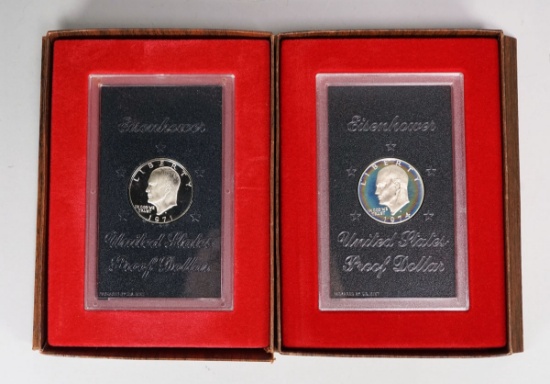 1971 & 1974 Eisenhower U.S. Proof Dollars W/Packaging