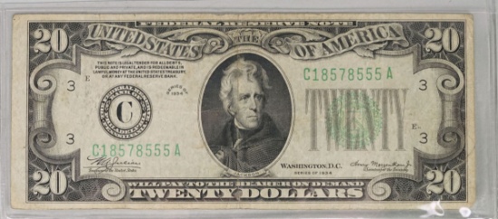 1934 $20 Federal Reserve Note Bank of Philadelphia