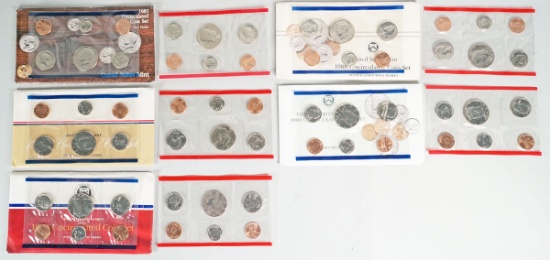 1985, 1986, 1987, 1988, 1989 U.S. Mint Sets