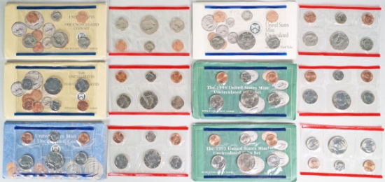 2-1990, 1991, 1992, 2-1993 U.S. Mint Sets