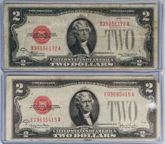 1928-C & 1928-G $2 Red Seal Notes