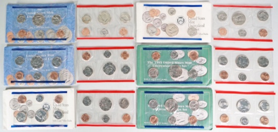 2-1991, 2-1992, 2-1993 U.S. Mint Sets