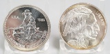 1985  Prospector 1 Troy Oz. Fine Silver & Liberty Indian 1 Troy Oz. Silver Rounds