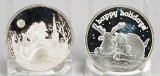 1998 Season's Greetings .999 Fine Silver & 2010 Happy Holidays 1 Troy Oz. .999 Fine Silver  Rounds