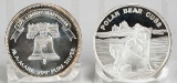 1983 Liberty Silver 1 Troy Oz. .999 Fine Silver & Polar Bear Cubs 1 Troy Oz. .999 Fine Silver Rounds