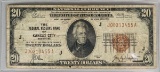 1929 $20 Brown Seal Note From The Federal Reserve of Kansas City Mo