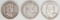 3 - Franklin Silver Half Dollars; 1951-D, 19522-S, 1952-D