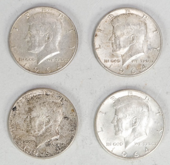 4 - 1964-D Kennedy Silver Half Dollars