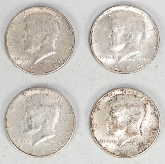 4 - 1964-D Kennedy Silver Half Dollars