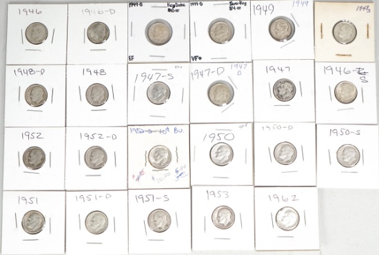 23 - Roosevelt Silver Dimes; Various Dates/Mints