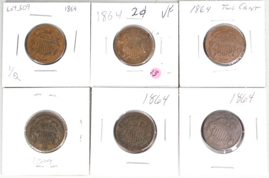 6-1864 Two (2) Cent Piece Coins