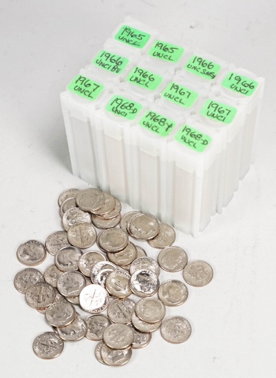 12 Containers of Uncirculated Dimes, 1965-1968