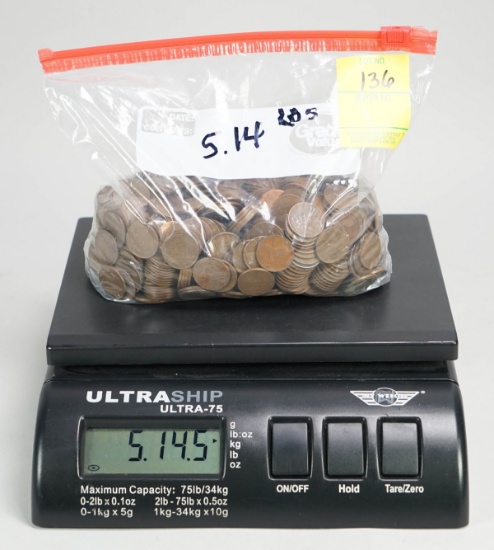 Approx.+/- 5.1 Lbs. Wheat Pennies