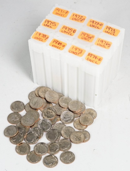 12 Containers of Uncirculated Dimes, 1971-1979