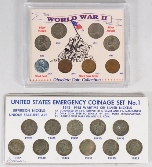 WW II Obsolete Coin Collection & US Emergency Coinage Set No. 1