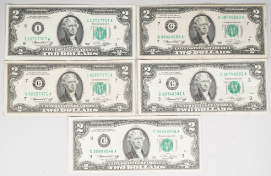 5 1976 $2 Federal Reserve Notes