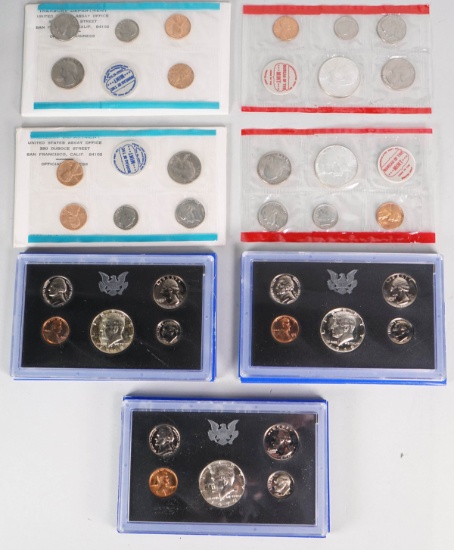 2-1968 Unc. U.S. Mint Sets & 2-1969 & 1970 U.S. Proof Sets