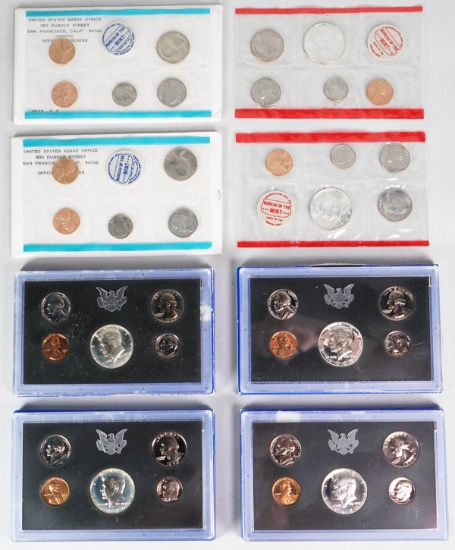 2-1968 Unc. U.S. Mint Sets & 2-1969 & 2-1970 U.S. Proof Sets