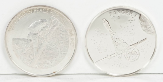 First Man On The Moon Sterling Round & Ranger 1 Satellite Sterling Round