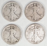 4 - Walking Liberty Silver Half Dollars; 2-1917-P, 1918-S, 1918-D