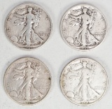 4 - Walking Liberty Silver Half Dollars; 2-1935-S, 1936-D, 1936-S