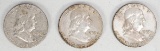 3 - Franklin Silver Half Dollars; 3-1963-D