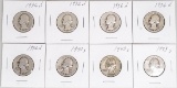 8 - Washington Silver Quarters; Various Dates/Mints