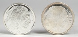 2 Liberty Indian 1 Troy Oz. .999 Fine Silver Rounds