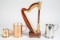 Sheffield Pewter Mug, 2 Naval Rum Cups & Harp Music Box w/ Case