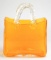 Amber Colored Glass Purse Vase W/Clear Handles