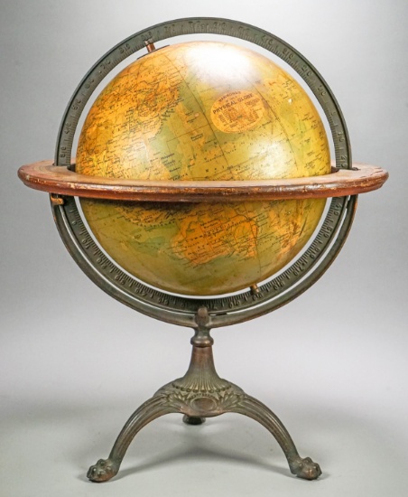 12"  Hammond's Table Top Globe w/ Claw Feet, Ca. 1930