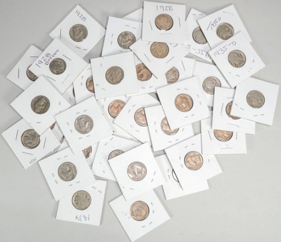 36 Buffalo Nickels; Various Dates/Mints